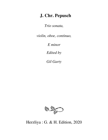 Trio sonata, violin, oboe, continuo, E minor (arr. Gil Garty)