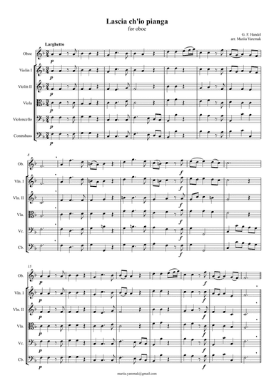 Lascia ch'io pianga (arr. Mariia Yaremak)