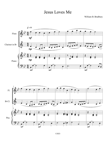 Jesus Loves Me (Flute and Clarinet Duet with Piano Accompaniment) (arr. B. C. Dockery)