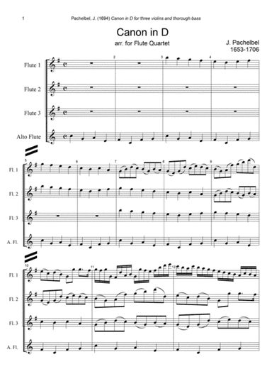 J. Pachelbel - Canon in D-dur, arr. for Flute Quartet (arr. Xlomeg)