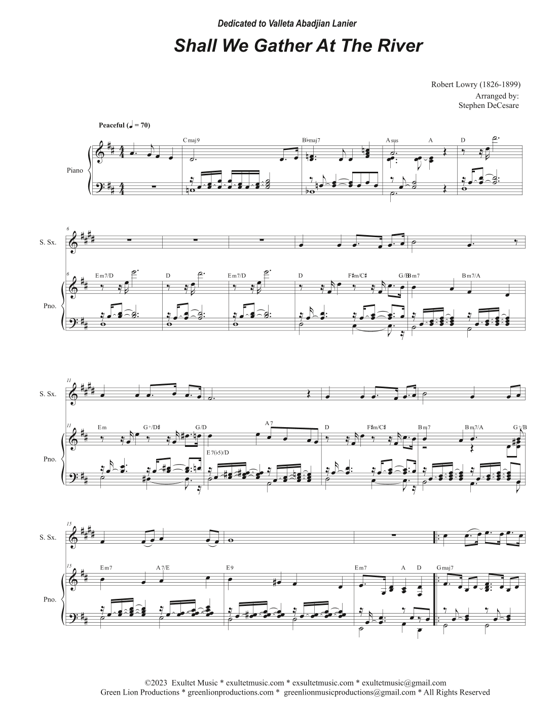 Shall We Gather At The River (Soprano Saxophone and Piano) (arr. Stephen DeCesare)