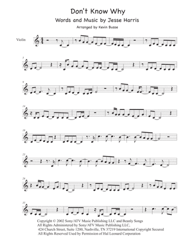 Don't Know Why (arr. Kevin Busse)