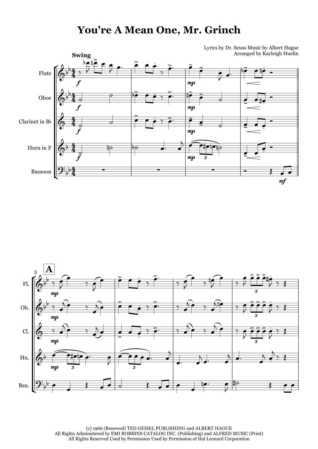 You're A Mean One, Mr. Grinch (arr. Kayleigh Huelin)