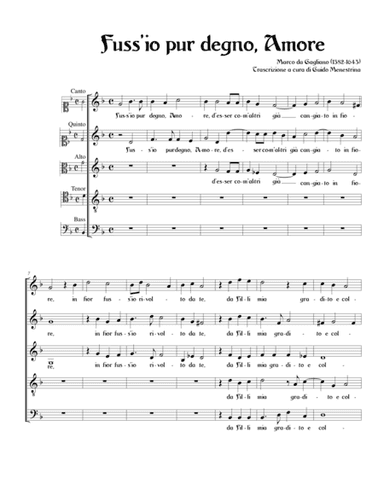 Fuss'io pur degno, Amore (arr. Guido Menestrina)