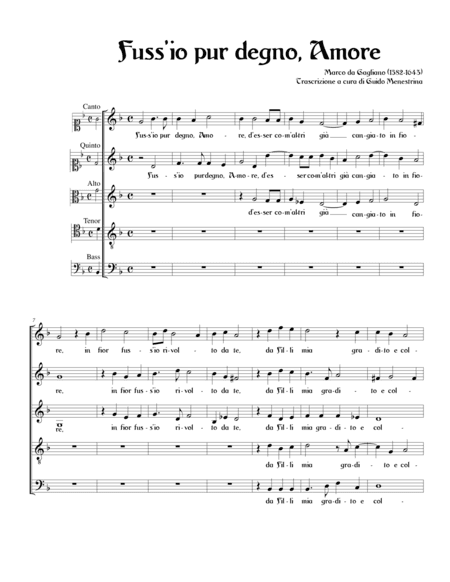 Fuss'io pur degno, Amore (arr. Guido Menestrina)
