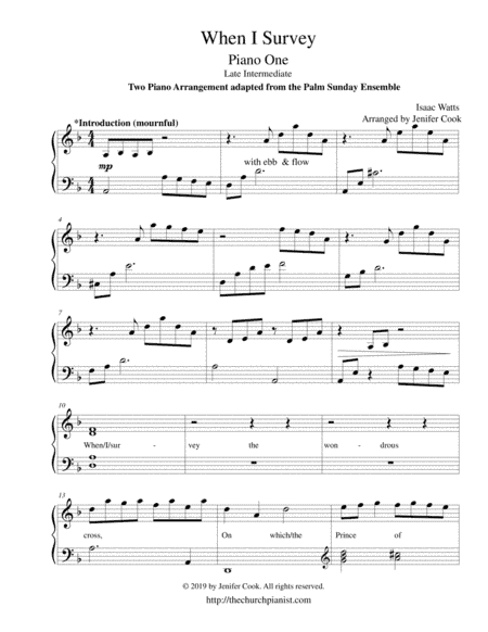When I Survey Two Pianos (arr. Arranged by Jenifer Cook)