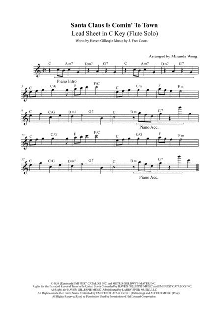 Santa Claus Is Comin' To Town (arr. Miranda Wong)