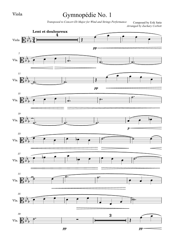 Gymnopédie No. 1 (arr. Zachary Corbett)