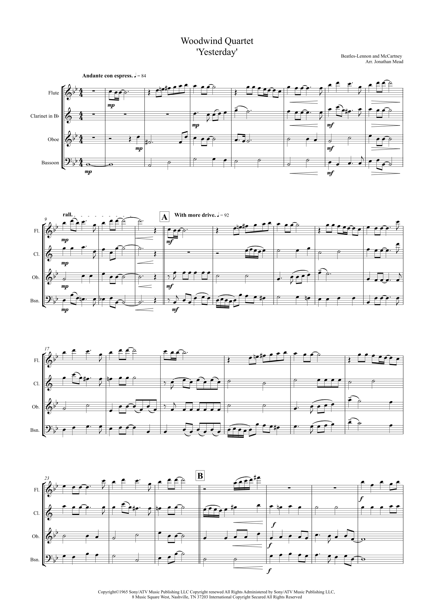 Yesterday (arr. Jonathan Mead)