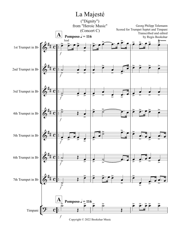 La Majeste (from "Heroic Music") (C) (Trumpet Septet, Timp) (arr. Regis Bookshar)