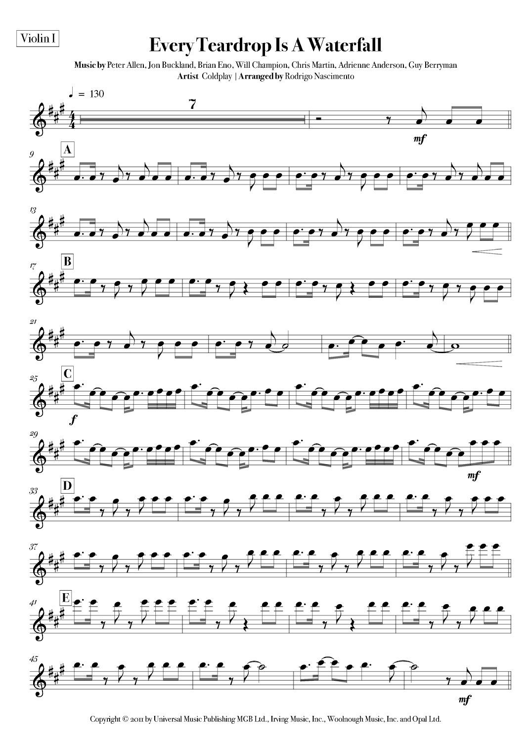 Every Teardrop Is A Waterfall (arr. Rodrigo Nascimento)