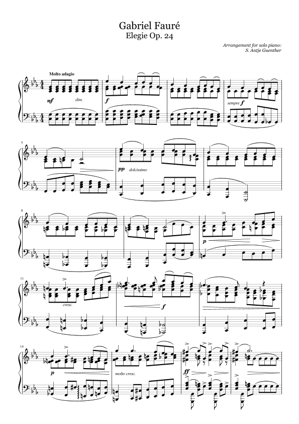 Élégie Op. 24, c-minor (arr. Antje Günther)