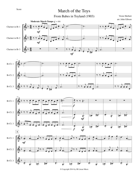 March of the Toys by Victor Herbert set for Clarinet Trio (arr. John Gibson)