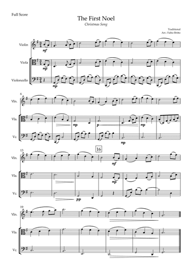 The First Noel (Christmas Song) for String Trio (arr. Fabio Britto)