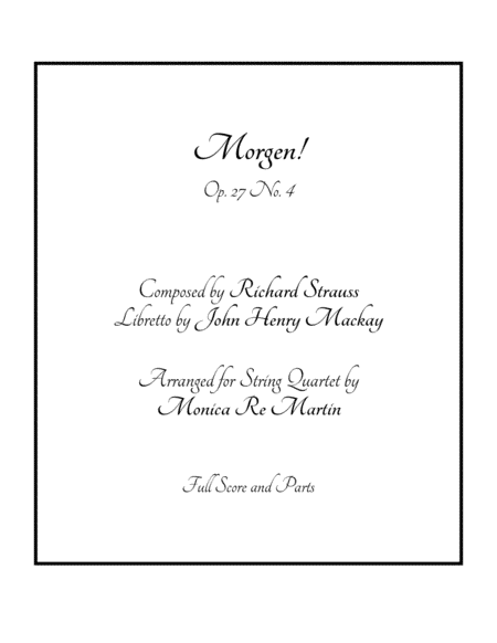 Morgen! (arr. Monica Re Martin)