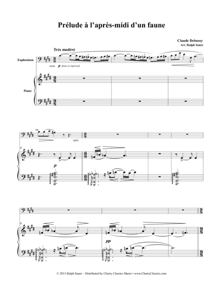 Debussy - Prélude à l’après-midi d’un faune- Afternoon of a Faun for Euphonium & Piano (arr. Ralph Sauer)