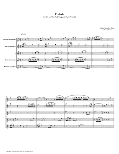Prelude 20 from Well-Tempered Clavier, Book 1 (Saxophone Quintet) (arr. Richard Byrnes)