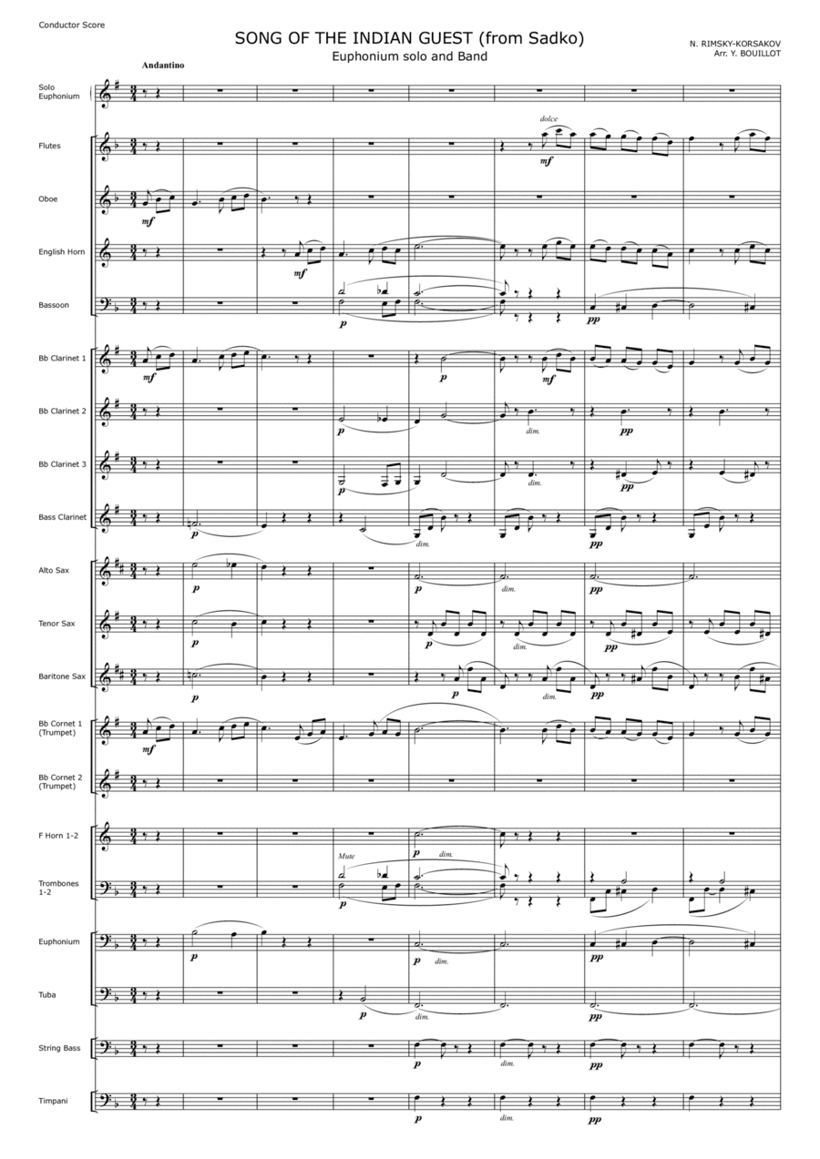 Song of the guest, from opera Sadko (arr. Yves Bouillot)