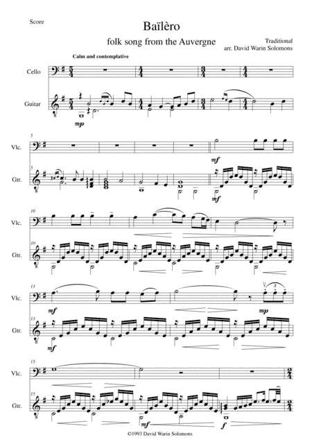 Bailero for cello & guitar (arr. David Warin Solomons)