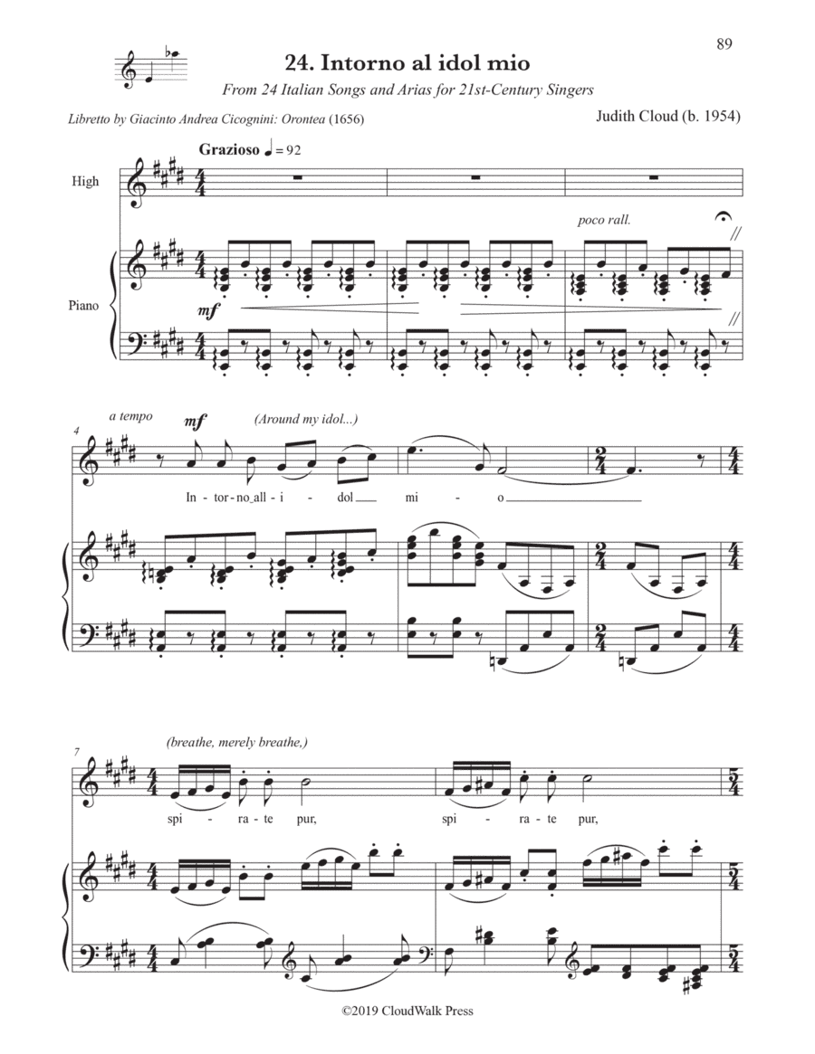 24 Italian Songs and Arias for 21st-Century Singers, No. 24 Intorno al ido mio