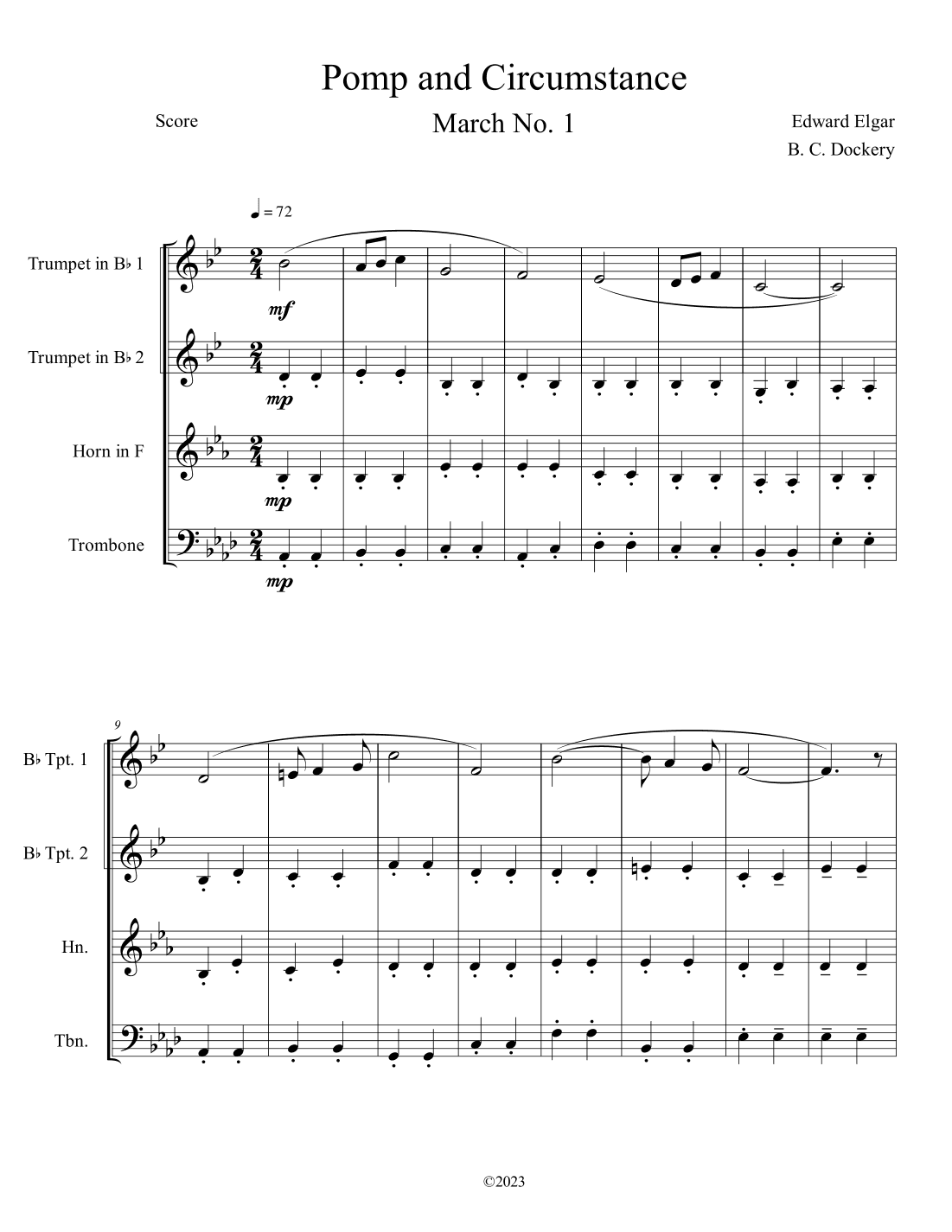 Pomp and Circumstance (Brass Quartet) (arr. B. C. Dockery)