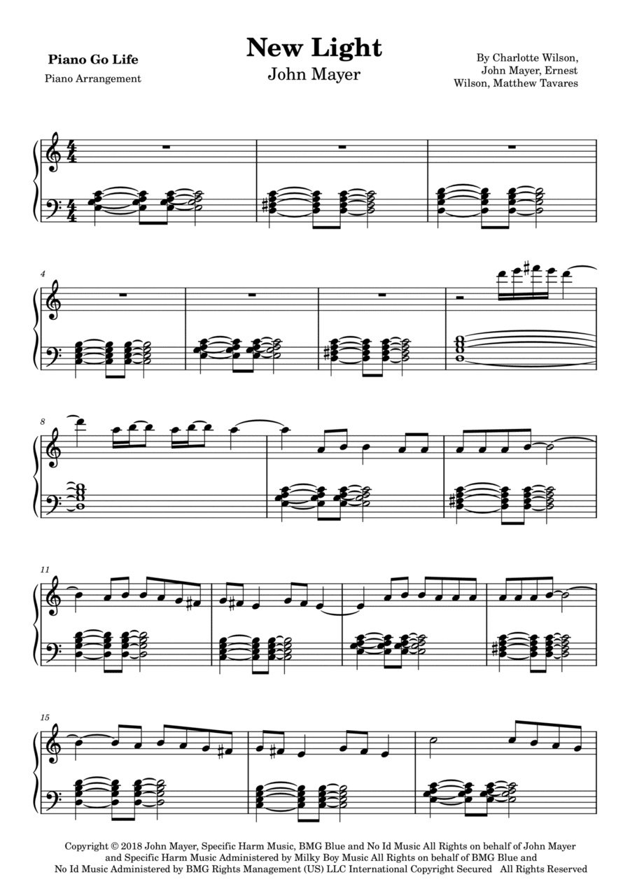 New Light (arr. Piano Go Life)