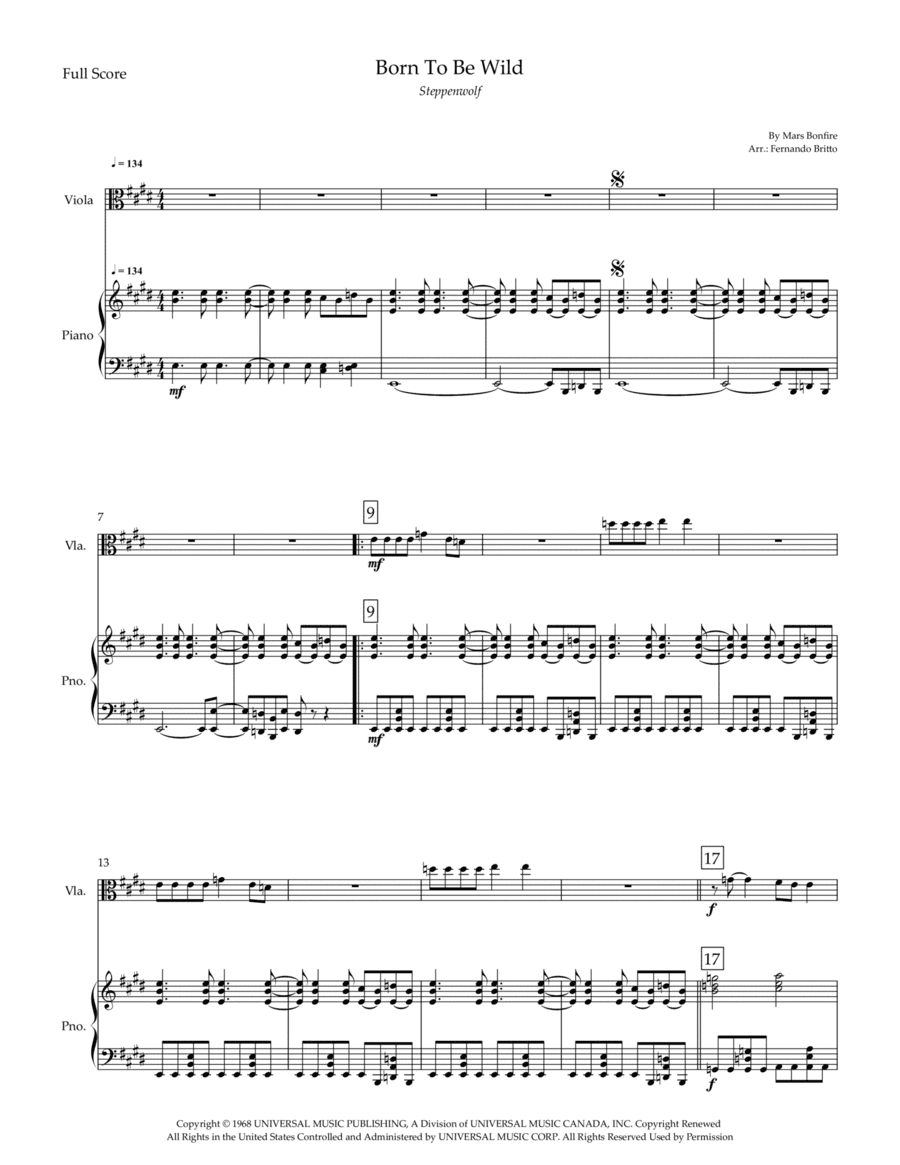 Born To Be Wild (arr. Fernando Britto)
