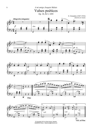 Valses poeticos Op. 10, No. 5 for piano solo (arr. K. Krantz)