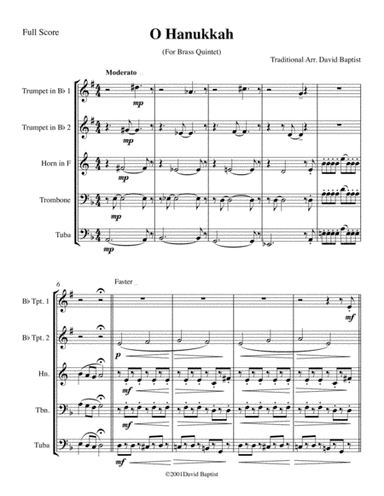O Hanukkah for Brass Quinet (arr. David Baptist)