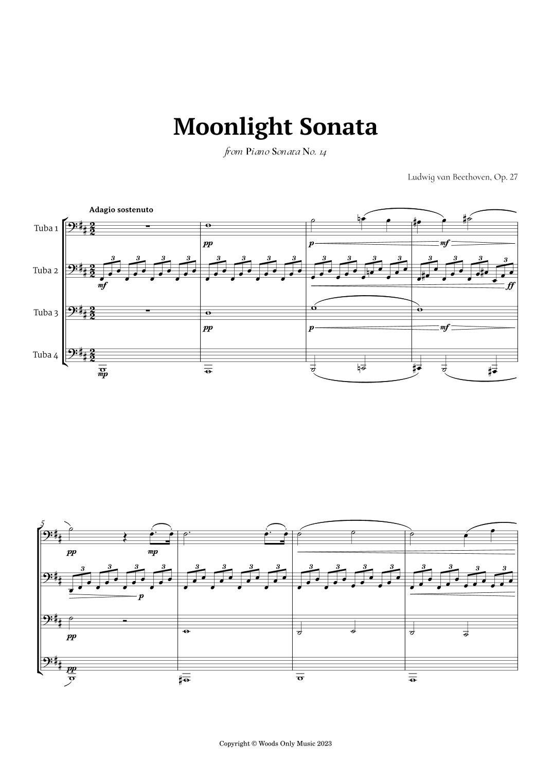 Moonlight Sonata by Beethoven for Tuba Quartet (arr. Ander)