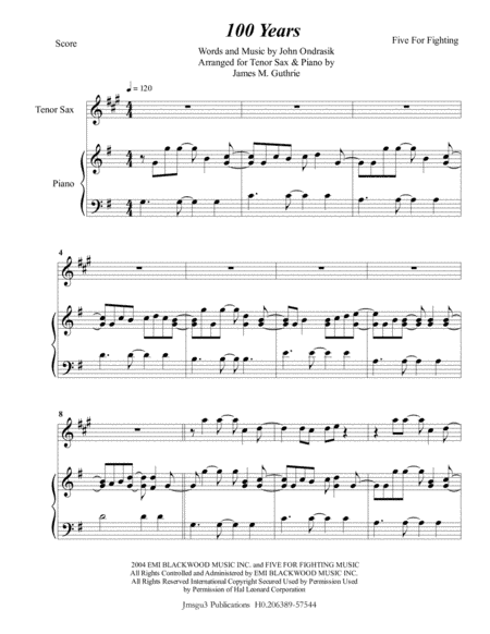 100 Years (arr. James M. Guthrie, ASCAP)