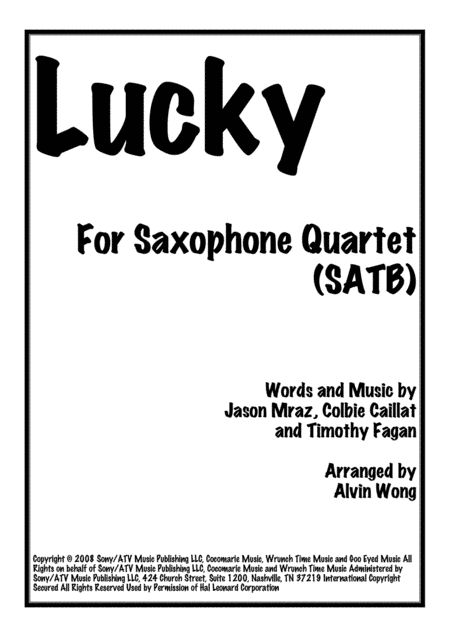 Lucky (arr. Alvin Wong)