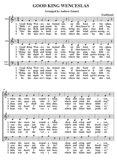 Good King Wenceslas A Cappella SAB (arr. Andrew Emmet)