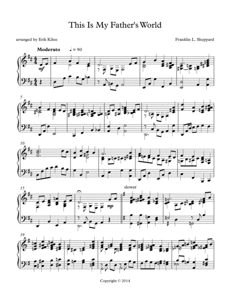 This Is My Father's World - a theme and variations for piano (arr. Erik Kihss)
