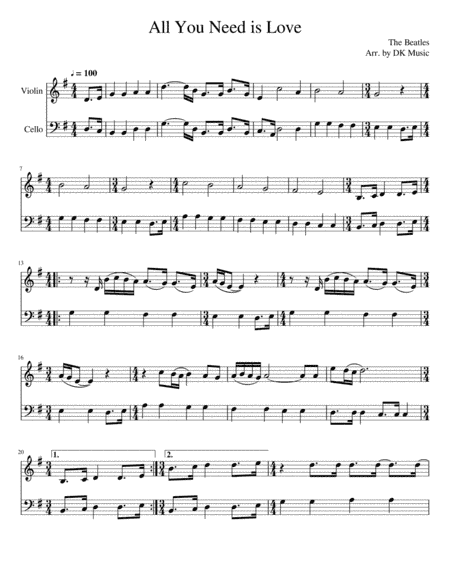 All You Need Is Love (arr. DK Music)