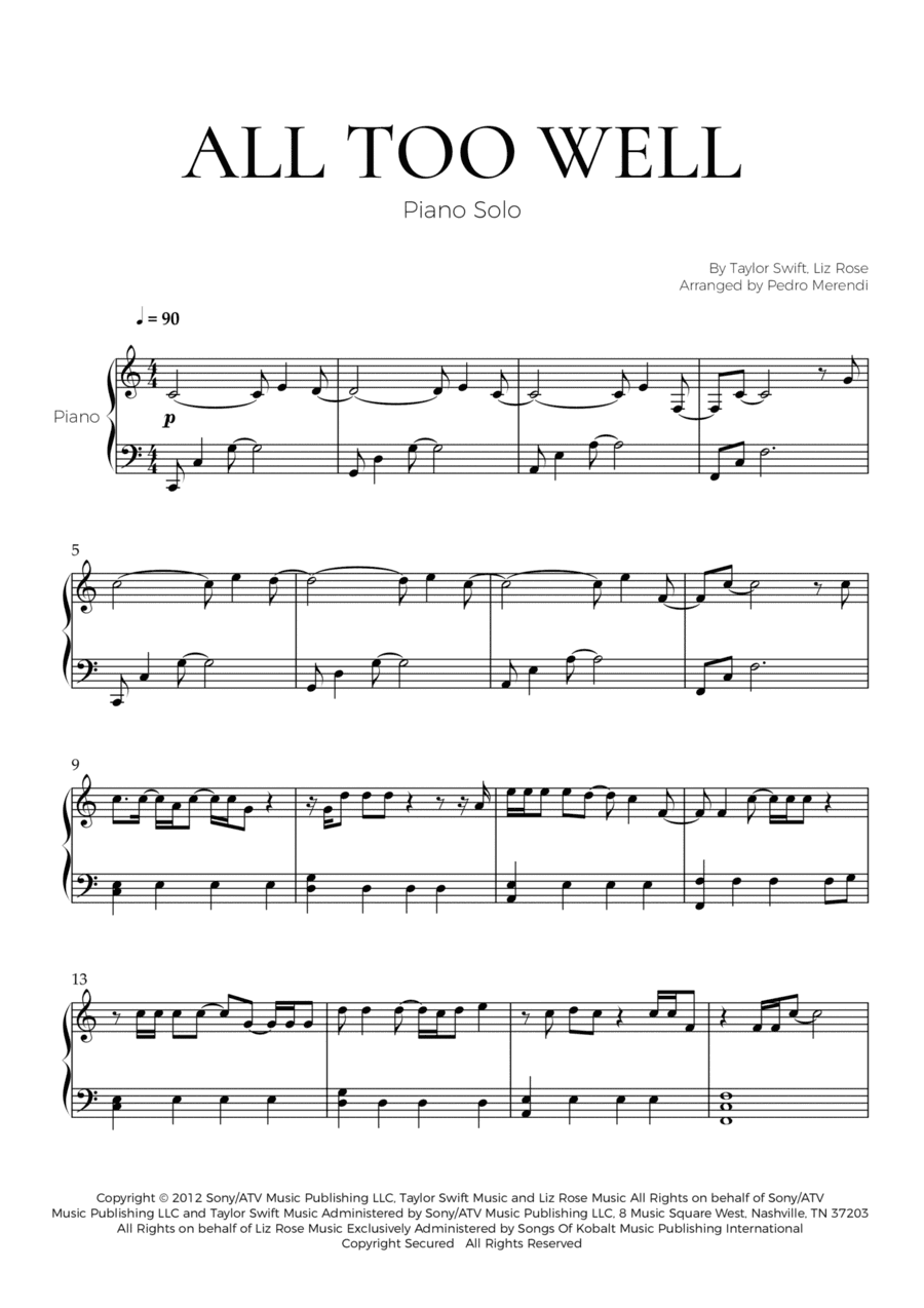 All Too Well (arr. Pedro Merendi)