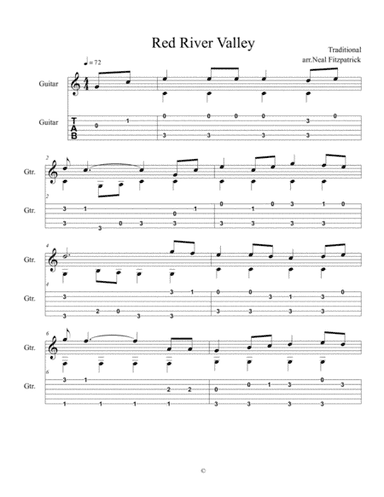 Red River Valley For Guitar (arr. Neal Fitzpatrick Editions)