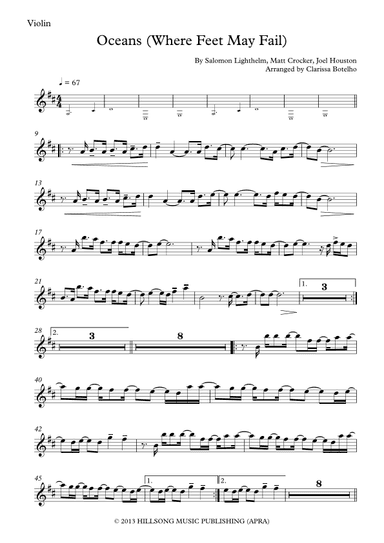 Oceans (where Feet May Fail) (arr. Clarissa Botelho)