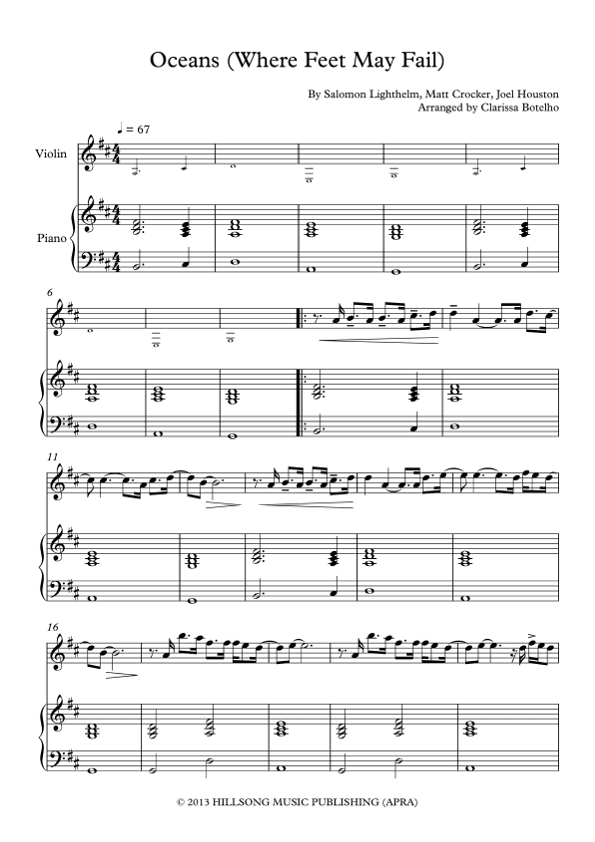 Oceans (where Feet May Fail) (arr. Clarissa Botelho)