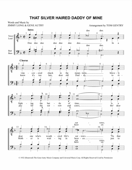 That Silver Haired Daddy Of Mine (arr. Tom Gentry)