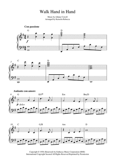 Walk Hand In Hand (arr. Kaiserin Rebecca)
