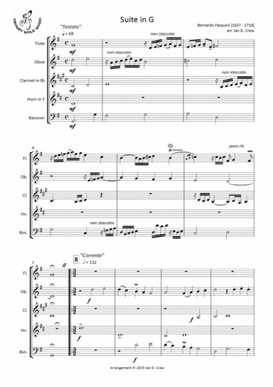 Pasquini - Suite in G (arr. Ian D. Crew)