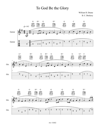 To God Be the Glory (Guitar Solo or Duet with TAB) (arr. B. C. Dockery)
