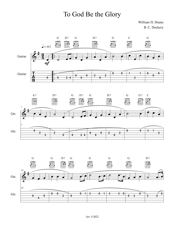 To God Be the Glory (Guitar Solo or Duet with TAB) (arr. B. C. Dockery)