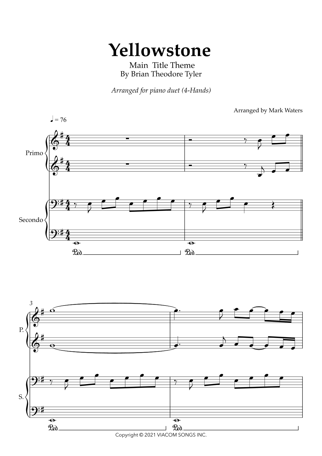 Yellowstone - Main Title Theme (arr. Mark Waters)