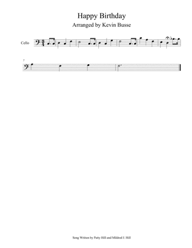 Happy Birthday (Easy key of C) - Cello (arr. Kevin Busse)