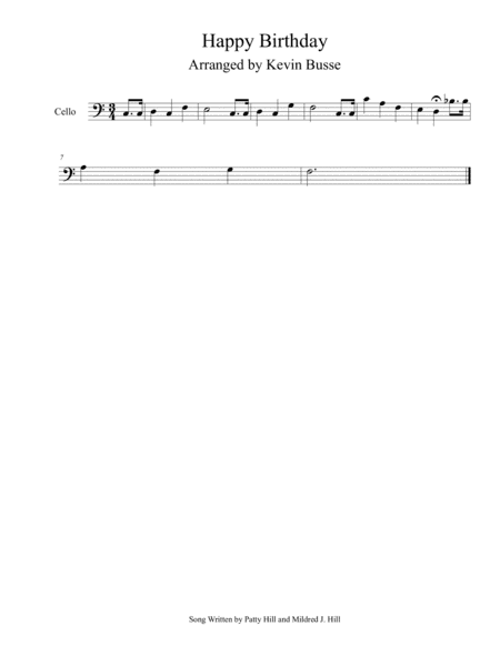 Happy Birthday (Easy key of C) - Cello (arr. Kevin Busse)