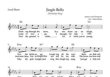 Jingle Bells (Christmas Song) Lead Sheet in Db Major (arr. Fabio Britto)