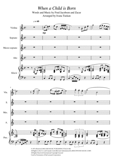 When A Child Is Born (arr. Ivana Tuskan)
