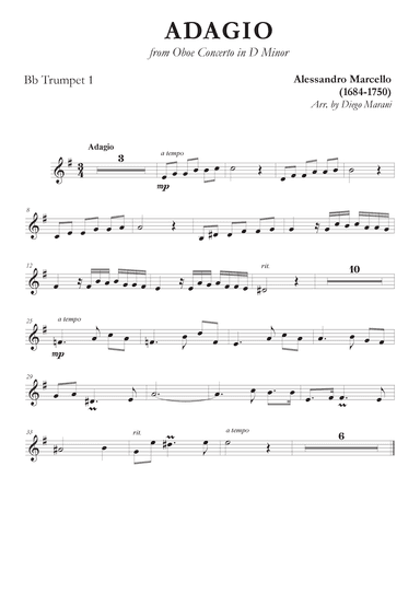 Marcello's Adagio for Brass Quintet (arr. Diego Marani)